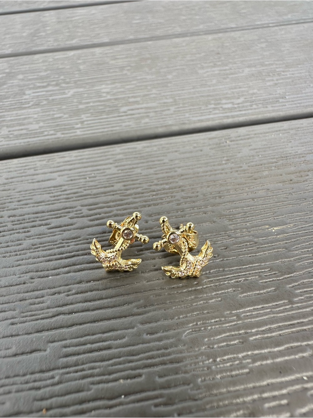 Gold Anchor Gold Plated Stud Earrings